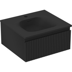 MEXEN/S - Rivel kúpeľňová skrinka 50 cm s umývadlom Vela, 1 šuplík, reliéf, čierna mat (91A20-05023-1-BF71-W23M71)