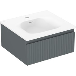 MEXEN/S - Rivel kúpeľňová skrinka 50 cm s umývadlom Vela, 1 šuplík, reliéf, grafit mat/biela mat (91A20-05023-1-BF66-W23M01)
