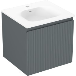 MEXEN/S - Rivel kúpeľňová skrinka 50 cm s umývadlom Vela, 1 šuplík, reliéf, grafit mat/biela mat (91A20-05047-1-BF66-W23M01)