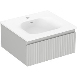 MEXEN/S - Rivel kúpeľňová skrinka 50 cm s umývadlom Vela, 1 šuplík, reliéf, šedá mat/biela mat (91A20-05023-1-BF62-W23M01)