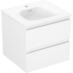 MEXEN/S - Rivel kúpeľňová skrinka 50 cm s umývadlom Vela, 2 zásuvky, reliéf, biela mat (91A20-05047-2-BFF01-W23M01)