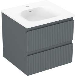 MEXEN/S - Rivel kúpeľňová skrinka 50 cm s umývadlom Vela, 2 zásuvky, reliéf, grafit mat/biela mat (91A20-05047-2-BFF66-W23M01)