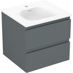 MEXEN/S - Rivel kúpeľňová skrinka 50 cm s umývadlom Vela, 2 zásuvky, reliéf, grafit mat/biela mat (91A20-05047-2-BFF66-W23M01)