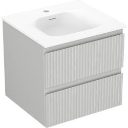 MEXEN/S - Rivel kúpeľňová skrinka 50 cm s umývadlom Vela, 2 zásuvky, reliéf, šedá mat/biela mat (91A20-05047-2-BFF62-W23M01)