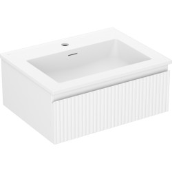 MEXEN/S - Rivel kúpeľňová skrinka 60 cm s umývadlom Otis, 1 šuplík, reliéf, biela mat (91A20-06023-1-BF01-W18M01)