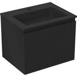 MEXEN/S - Rivel kúpeľňová skrinka 60 cm s umývadlom Otis, 1 šuplík, reliéf, čierna mat (91A20-06047-1-BF71-W18M71)