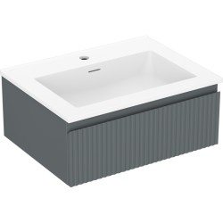 MEXEN/S - Rivel kúpeľňová skrinka 60 cm s umývadlom Otis, 1 šuplík, reliéf, grafit mat/biela mat (91A20-06023-1-BF66-W18M01)