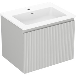 MEXEN/S - Rivel kúpeľňová skrinka 60 cm s umývadlom Otis, 1 šuplík, reliéf, šedá mat/biela mat (91A20-06047-1-BF62-W18M01)