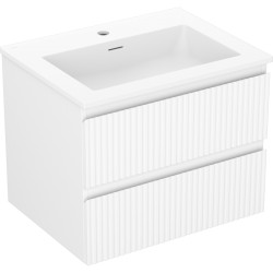MEXEN/S - Rivel kúpeľňová skrinka 60 cm s umývadlom Otis, 2 zásuvky, reliéf, biela mat (91A20-06047-2-BFF01-W18M01)