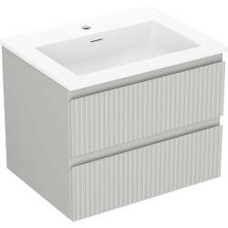 MEXEN/S - Rivel kúpeľňová skrinka 60 cm s umývadlom Otis, 2 zásuvky, reliéf, šedá mat/biela mat (91A20-06047-2-BFF62-W18M01)