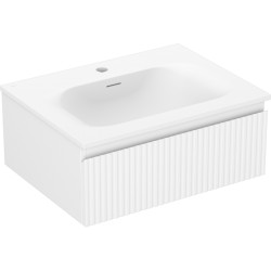 MEXEN/S - Rivel kúpeľňová skrinka 60 cm s umývadlom Vela, 1 šuplík, reliéf, biela mat (91A20-06023-1-BF01-W23M01)