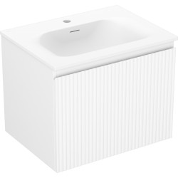 MEXEN/S - Rivel kúpeľňová skrinka 60 cm s umývadlom Vela, 1 šuplík, reliéf, biela mat (91A20-06047-1-BF01-W23M01)