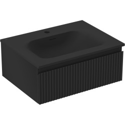 MEXEN/S - Rivel kúpeľňová skrinka 60 cm s umývadlom Vela, 1 šuplík, reliéf, čierna mat (91A20-06023-1-BF71-W23M71)