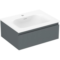 MEXEN/S - Rivel kúpeľňová skrinka 60 cm s umývadlom Vela, 1 šuplík, reliéf, grafit mat/biela mat (91A20-06023-1-BF66-W23M01)