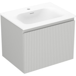 MEXEN/S - Rivel kúpeľňová skrinka 60 cm s umývadlom Vela, 1 šuplík, reliéf, šedá mat/biela mat (91A20-06047-1-BF62-W23M01)
