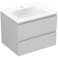 MEXEN/S - Rivel kúpeľňová skrinka 60 cm s umývadlom Vela, 2 zásuvky, reliéf, šedá mat/biela mat (91A20-06047-2-BFF62-W23M01)