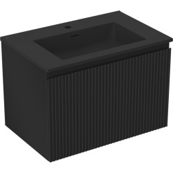 MEXEN/S - Rivel kúpeľňová skrinka 70 cm s umývadlom Otis, 1 šuplík, reliéf, čierna mat (91A20-07047-1-BF71-W18M71)