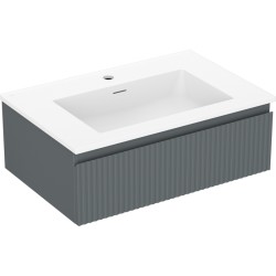 MEXEN/S - Rivel kúpeľňová skrinka 70 cm s umývadlom Otis, 1 šuplík, reliéf, grafit mat/biela mat (91A20-07023-1-BF66-W18M01)