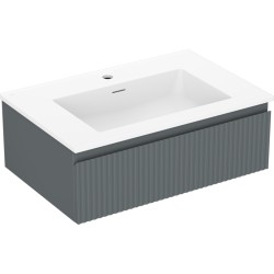 MEXEN/S - Rivel kúpeľňová skrinka 70 cm s umývadlom Otis, 1 šuplík, reliéf, grafit mat/biela mat (91A20-07023-1-BF66-W18M01)