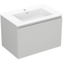 MEXEN/S - Rivel kúpeľňová skrinka 70 cm s umývadlom Otis, 1 šuplík, reliéf, šedá mat/biela mat (91A20-07047-1-BF62-W18M01)