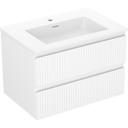 MEXEN/S - Rivel kúpeľňová skrinka 70 cm s umývadlom Otis, 2 zásuvky, reliéf, biela mat (91A20-07047-2-BFF01-W18M01)