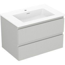 MEXEN/S - Rivel kúpeľňová skrinka 70 cm s umývadlom Otis, 2 zásuvky, reliéf, šedá mat/biela mat (91A20-07047-2-BFF62-W18M01)