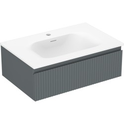 MEXEN/S - Rivel kúpeľňová skrinka 70 cm s umývadlom Vela, 1 šuplík, reliéf, grafit mat/biela mat (91A20-07023-1-BF66-W23M01)