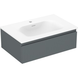 MEXEN/S - Rivel kúpeľňová skrinka 70 cm s umývadlom Vela, 1 šuplík, reliéf, grafit mat/biela mat (91A20-07023-1-BF66-W23M01)