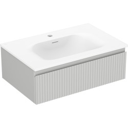 MEXEN/S - Rivel kúpeľňová skrinka 70 cm s umývadlom Vela, 1 šuplík, reliéf, šedá mat/biela mat (91A20-07023-1-BF62-W23M01)