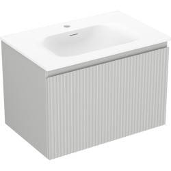MEXEN/S - Rivel kúpeľňová skrinka 70 cm s umývadlom Vela, 1 šuplík, reliéf, sivá mat/biela mat (91A20-07047-1-BF62-W23M01)
