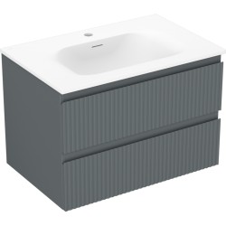MEXEN/S - Rivel kúpeľňová skrinka 70 cm s umývadlom Vela, 2 zásuvky, reliéf, grafit mat/biela mat - 91A20-07047-2-BFF66-W23M0 (91A20-07047-2-BFF66-W23M01)