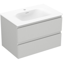 MEXEN/S - Rivel kúpeľňová skrinka 70 cm s umývadlom Vela, 2 zásuvky, reliéf, šedá mat/biela mat (91A20-07047-2-BFF62-W23M01)