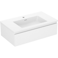 MEXEN/S - Rivel kúpeľňová skrinka 80 cm s umývadlom Otis, 1 šuplík, reliéf, biela mat (91A20-08023-1-BF01-W18M01)