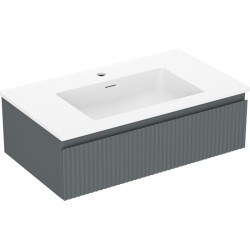 MEXEN/S - Rivel kúpeľňová skrinka 80 cm s umývadlom Otis, 1 šuplík, reliéf, grafit mat/biela mat (91A20-08023-1-BF66-W18M01)