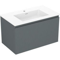 MEXEN/S - Rivel kúpeľňová skrinka 80 cm s umývadlom Otis, 1 šuplík, reliéf, grafit mat/biela mat (91A20-08047-1-BF66-W18M01)