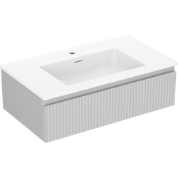 MEXEN/S - Rivel kúpeľňová skrinka 80 cm s umývadlom Otis, 1 šuplík, reliéf, šedá mat/biela mat (91A20-08023-1-BF62-W18M01)