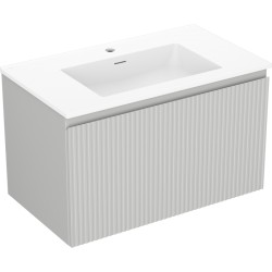 MEXEN/S - Rivel kúpeľňová skrinka 80 cm s umývadlom Otis, 1 šuplík, reliéf, šedá mat/biela mat (91A20-08047-1-BF62-W18M01)