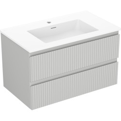 MEXEN/S - Rivel kúpeľňová skrinka 80 cm s umývadlom Otis, 2 zásuvky, reliéf, šedá mat/biela mat (91A20-08047-2-BFF62-W18M01)