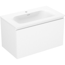 MEXEN/S - Rivel kúpeľňová skrinka 80 cm s umývadlom Vela, 1 šuplík, reliéf, biela mat (91A20-08047-1-BF01-W23M01)