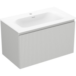MEXEN/S - Rivel kúpeľňová skrinka 80 cm s umývadlom Vela, 1 šuplík, reliéf, šedá mat/biela mat (91A20-08047-1-BF62-W23M01)
