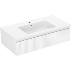 MEXEN/S - Rivel kúpeľňová skrinka 90 cm s umývadlom Otis, 1 šuplík, reliéf, biela mat (91A20-09023-1-BF01-W18M01)