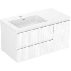 MEXEN/S - Rivel kúpeľňová skrinka 90 cm s umývadlom Otis ľavá, 2S, 1D, reliéf, biela mat (91A23-09047-3-BBFFF01-W18L01)