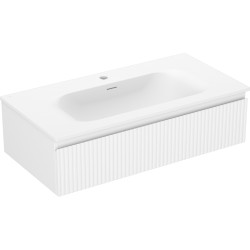 MEXEN/S - Rivel kúpeľňová skrinka 90 cm s umývadlom Vela, 1 šuplík, reliéf, biela mat (91A20-09023-1-BF01-W23M01)