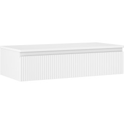 MEXEN/S - Rivel kúpeľňová skrinka pod umývadlo 100 cm s doskou, 1 šuplík, reliéf, biela mat (91A20-10023-1-BFC01)