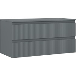 MEXEN/S - Rivel kúpeľňová skrinka pod umývadlo 100 cm s doskou, 2 zásuvky, reliéf, grafit mat (91A20-10047-2-BFFC66)