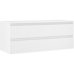 MEXEN/S - Rivel kúpeľňová skrinka pod umývadlo 120 cm s doskou, 2 zásuvky, reliéf, biela mat (91A20-12047-2-BFFC01)