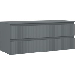 MEXEN/S - Rivel kúpeľňová skrinka pod umývadlo 120 cm s doskou, 2 zásuvky, reliéf, grafit mat (91A20-12047-2-BFFC66)