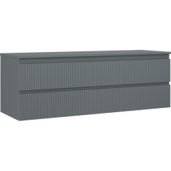 MEXEN/S - Rivel kúpeľňová skrinka pod umývadlo 140 cm s doskou, 2 zásuvky, reliéf, grafit mat (91A20-14047-2-BFFC66)