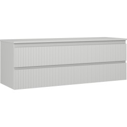 MEXEN/S - Rivel kúpeľňová skrinka pod umývadlo 140 cm s doskou, 2 zásuvky, reliéf, šedá mat (91A20-14047-2-BFFC62)