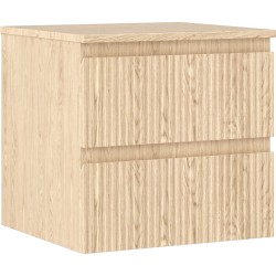 MEXEN/S - Rivel kúpeľňová skrinka pod umývadlo 50 cm s doskou, 2 zásuvky, reliéf, dub (91A20-05047-2-BFFC81)